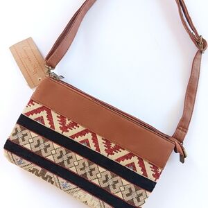 Canyon Sky Western Aztec Tribal Southwestern Print Tapestry Crossbody Bag